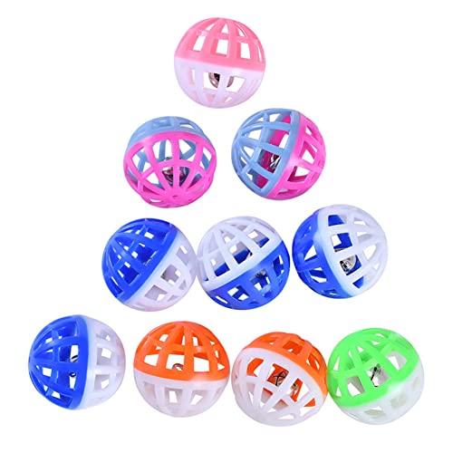 backlight Ballspielzeug für Katzen | 10 Stück Bälle mit Glöckchen Hundespielzeug,Lattice Balls Pet Puppy Chase Pounce Rasselspielzeug, Haustierprodukte für Katzen und Hunde von backlight