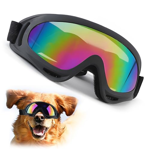 Hunde Sonnenbrille, badaren Hundebrille UV Wasserdicht Winddicht Einstellbar, Mode Hunde Schutzbrille für Mittel Große Hunde (Farbe) von badaren