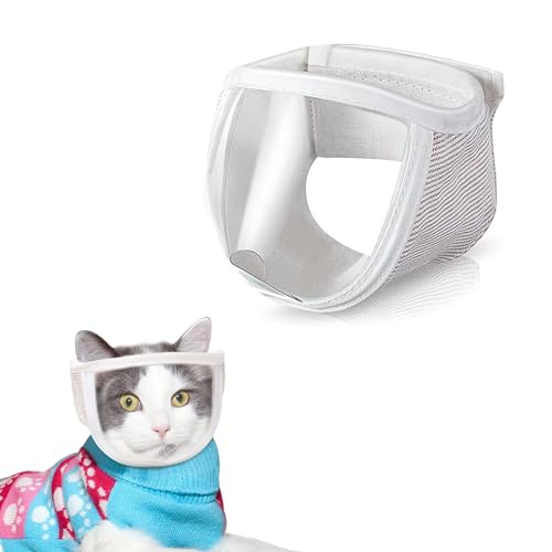 Katze Maulkorb, badaren Atmungsaktive Maske für Katzen, Maulkorb für die Katzenpflege, Mundabdeckung Katze Einstellbar, Katzenmaulkorb Mit Atmungsaktivem Mesh und PVC Gesichtsschutz Für Katzen (M) von badaren