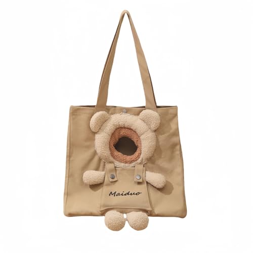 bainuote Modische Katzentasche tragbare Umhängetasche für kleine Haustiere Tragetasche Outdoor Schultertasche für Kleine Hunde Katzen Kaninchen (Khaki) von bainuote