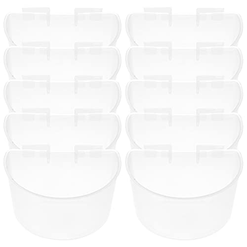 10 Pcs Vogel Wasser Feeder Gerichte Vogel Schüssel Käfig Coop Papagei Fütterung Essen Hängen Halter Sitzstangen Spielen Stand für Pet Tier Geflügel Transparent von balacoo