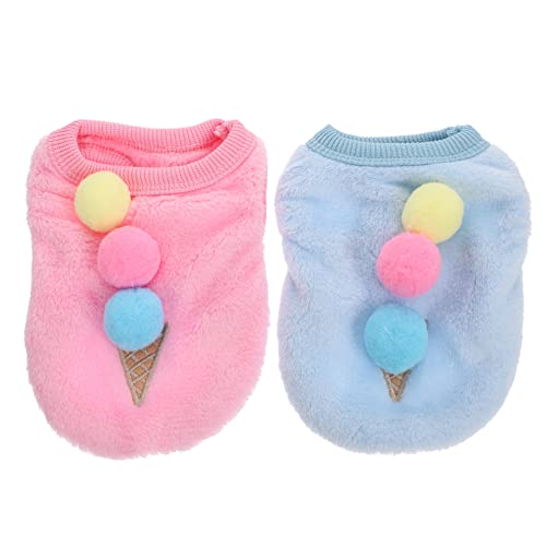 2Pcs Pet Dog Clothes with Pom- pom Ball Dog Fleece Vest Cozy Soft Winter Dog Coat Warm Dog Apparel Soft Warm Dog Sweater Dog Knitwear Sweater Cute Dog Winter Clothes von balacoo