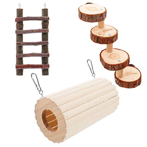 3pcs Hamster Backenzahn Spielzeug Kletterleiter Spielzeug Hamster Kletterständer baumstamm Hamstertunnelholz für Eichhörnchen Meerschweinchen Chinchilla Papagei von balacoo