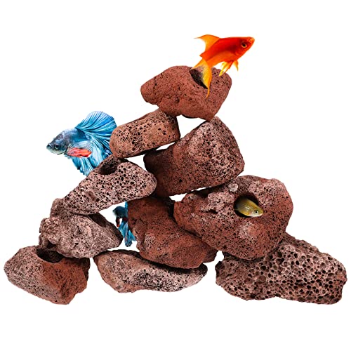 Balacoo 10 Stücke Aquarium Vulkanic Rocks- Aquarium Rocks Ornamente Aquatische Pflanze Ring für Aquarium Ask Tankzubehör von balacoo