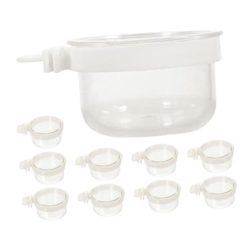 Balacoo 10 kleine Futter- und Wassernapf für Vögel, Papageien, praktischer hängender Behälter, Acrylkäfig-Futterstation für Vögel, Papageien, Nymphensittiche von balacoo