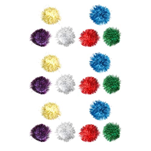 Balacoo 18 Stücke Katze Pom Pom Bälle Glitter Funkeln Bälle Katze Spielzeug Bälle Interaktive Bälle für Kätzchen Katzen von balacoo