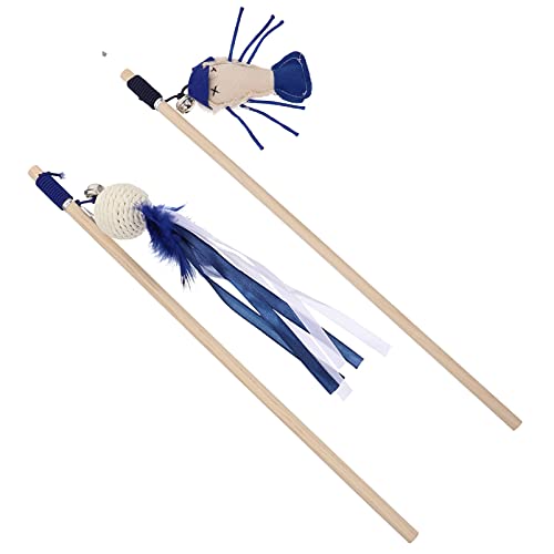 Balacoo 2 Pcs Interaktive Katze Stick Katze Zauberstab Spielzeug Katze Teaser Sticks Katze Spielen Zauberstab für Indoor Outdoor Katze Kätzchen Spielen Übung von balacoo