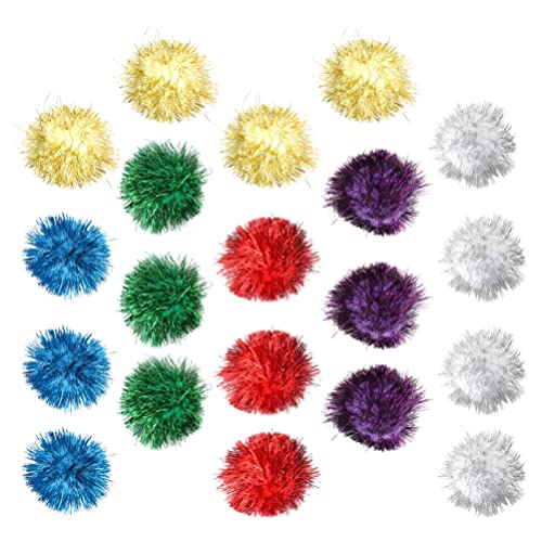 Balacoo 20 Stücke Funkeln Bälle Katze Spielzeug Glänzend Linett Pom Pom Bälle Kätzchen Interaktiv Spielzeug Kau Bite Spielzeug Katze Teaser für Katzen Kätzchen Welpen 5 cm Zufällige von balacoo