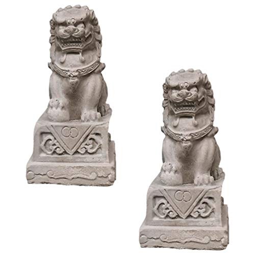 Balacoo 2Pcs Wächter Löwen Statuen Chinesische Stein Löwe Aquarium Landschaft Dekoration Zufällige Farbe von balacoo