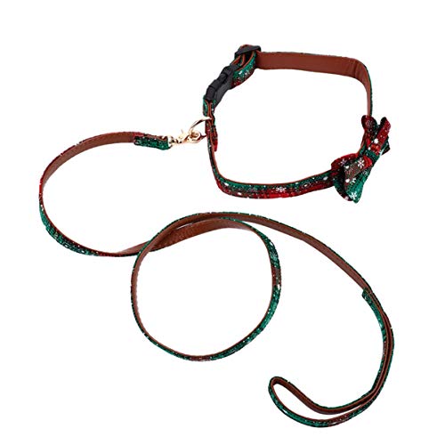 Balacoo 2Pcs Weihnachten Hundehalsband Und Leine Set Urlaub Hundehalsbänder Verstellbares Haustierhalsband mit Schneeflockenmuster Haustier Weihnachten Verkleiden Kostümzubehör (E) von balacoo