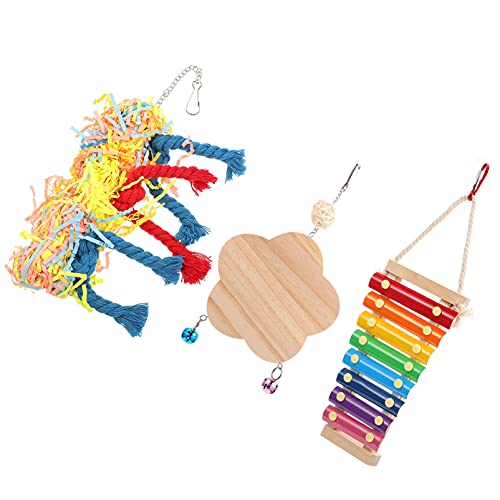 Balacoo 3 Pcs Papagei Spielzeug Set Papagei Schaukel Spiegel Beißen Spielzeug mit Glocke Holz Kauen Spielzeug Käfig Zubehör für Nymphensittiche Conures Aras Papageien Vogel Hängen von balacoo