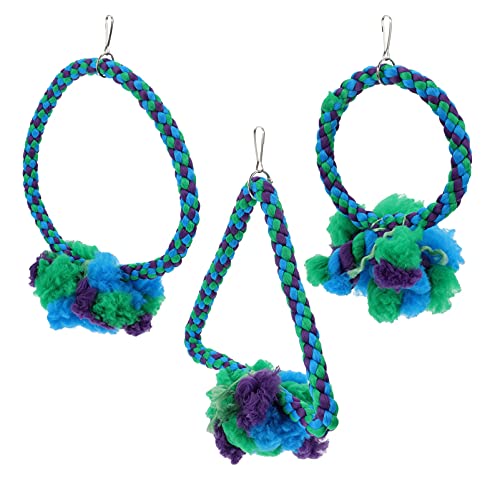 Balacoo 3Pcs Vogel Schaukel Spielzeug Baumwolle Seil Ring Stehen Barsch Spielzeug Haustiere Papagei Käfig Hängen Hängematte Zubehör für Budgie Sittich Nymphensittich Conure Lovebird von balacoo