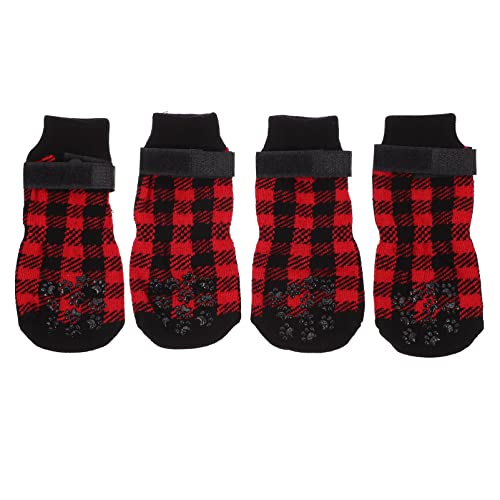 Balacoo 4 Stücke Haustier Anti- Slip Socken Weihnachten Themen Hund Strümpfe Warme Schuhe Einstellbare Pfotenschutz Für Welpen Doggy Indoor Traktionskontrolle von balacoo