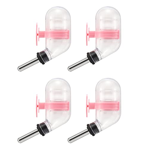 Balacoo 4Pcs Hamster Wasser Flasche Kleine Tiere Automatische Trinken Flasche Auto Wasser Dispenser Waterer Käfig Hängen Wasser Fütterung Flasche für Kleine Haustier Rosa Transparent von balacoo