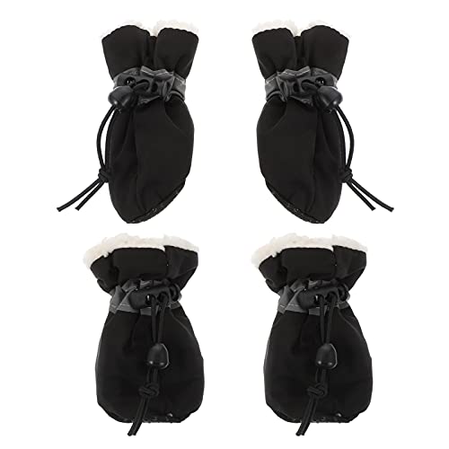 Balacoo 4Pcs Welpen Gemütliche Warme Stiefel Anti Slip Schuhe Haustier Pfote Schutz wasserdichte Schuhe für Hunde Katzen (Schwarz) von balacoo