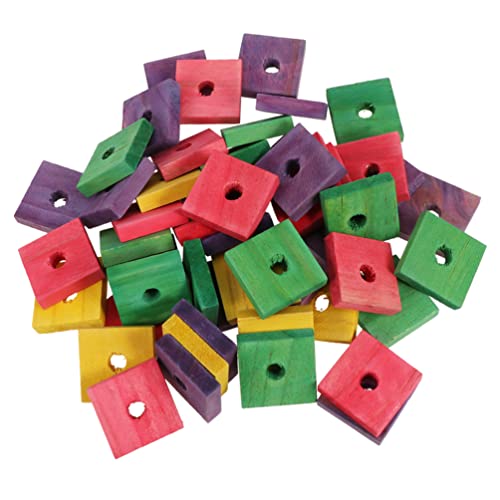 Balacoo 50Pcs Papagei Holz Kauen Spielzeug Vogel Beißen Spielzeug Papagei Zähne Schleifen Spielzeug Holz Block Spielzeug DIY Holz Handwerk mit Loch (Mischfarbe) von balacoo