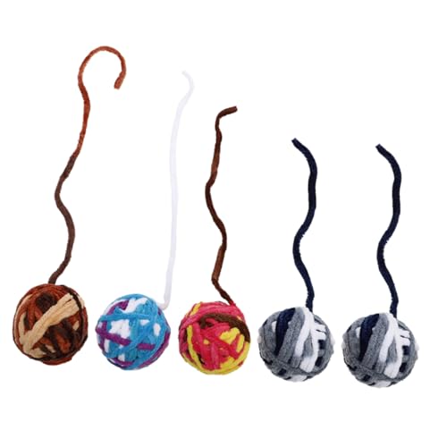 Balacoo 5Pcs Katze Ball Spielzeug Bunte Woolen Garn Bälle Gebaut- In Glocke für Katzen Interaktive Jagen Kauen Spielzeug Molaren Baumwolle Gewinde Katze Ball Spielzeug für Kätzchen von balacoo