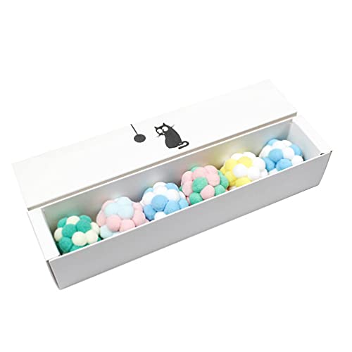 Balacoo 6Pcs Katze Spielzeug Bälle Weichen Regenbogen Pom Pom Balls Kätzchen Kauen Spielzeug Teaser Spielzeug Interaktive Katze Spielzeug (Zufällig Farbe) von balacoo