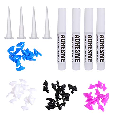 Balacoo 80Pcs Katze Nagel Caps Pet Katze Pfoten Pflege Nail Claws Caps Covers Hund Nagel Tipps Abdeckung mit Klebstoff Klebstoffe für Stoppt Baumstümpfe Und Kratzer S von balacoo