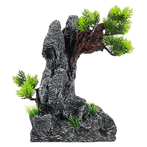 Balacoo Aquarium Mountain View Moos Baum Rock Cave Aquarium Stein Ornament Steingarten Fisch Shelter Refugium für Micro Landschaft Dekoration von balacoo