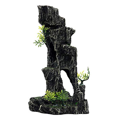 Balacoo Aquarium Stein Dekoration Mountain View Stein Ornament Moos Baum Rock Cave Künstliche Aquarium Dekorationen für Turtles Frösche Fisch von balacoo