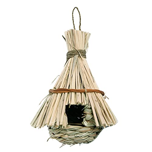 Balacoo Gras Vogel Hütte Gemütliche Ruhestätte Shelter für Vögel Finken Kanarienvogel Outdoor Hängen Vogelhaus Chickadee Hideaway Decor 17X17x20cm von balacoo