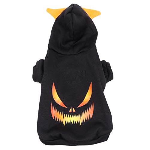 Balacoo Halloween Kostüm Haustier Hoodie Hund Kürbis Kostüm Lustige Haustier Kleidung für Haustier Katze Hund Party Cosplay Wintermantel (Schwarz L) von balacoo