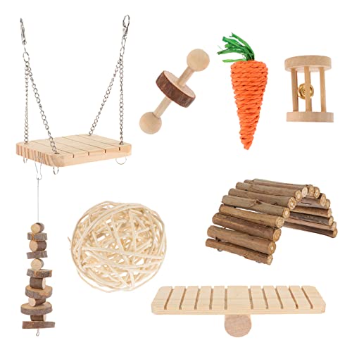 Balacoo Hamster Kau Molar Toys Playhing: Kleine Tierische Zähne Pflege Holz Beißen Spielzeug für Guinea Pigs Gerbile Mäuse Ratten Swing Bridge von balacoo