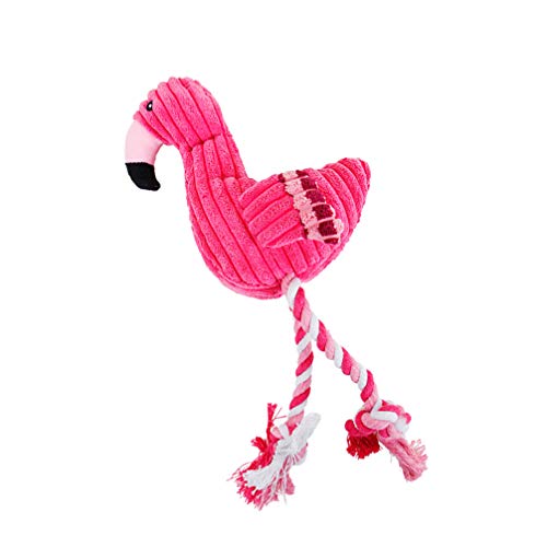 Balacoo Haustier Hund Kauen Seil Spielzeug Flamingo Nette Kauen Spielzeug Zähne Sauber Plüsch Interaktive Squeak Seil Spielzeug für Welpen Haustier Hund (Rosa) von balacoo