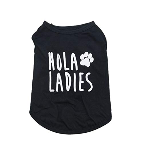 Balacoo Hund Gestreift T-Shirt Hola Damen Atmungsaktive Baumwolle Brief Weste Welpe Hundekleidung Outdoor-Kostüm für Hund Welpe Schwarz L von balacoo