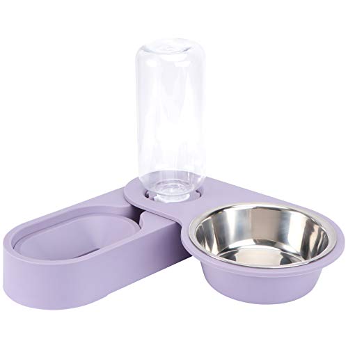 Balacoo Hund Wasserfutter Schüssel Set Automatische Tierfutter Wasserspender Rotierende Ecke Klappbare Hundenapf für Katze Welpen Kleine Hunde (Lila) von balacoo