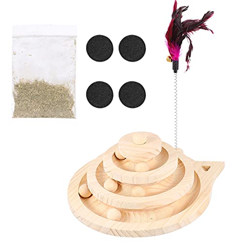 Balacoo Katze Ball Track Holz Lustige Roller Katze Spielzeug 3- Schicht Holz Track Bälle Plattenspieler Kratzen Spielzeug Kätzchen Lustige Chaser Roller für Katze Geschenke Katze Liefert von balacoo