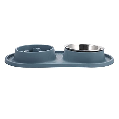 Balacoo Langsam Feeder Hund Schalen Doppel Hund Katze Schalen Edelstahl Wasser Schüssel Pet Food Dish Fütterung Container für Katze Welpen Kätzchen Blau von balacoo