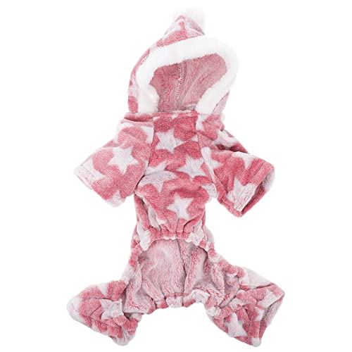 Balacoo Plüsch Hund Pyjamas Kapuzen 4 Legged Haustier Kleidung Kostüm Winter Warm Bekleidung Overall Welpen Weihnachten Pyjamas für Kalten Wetter L Rosa von balacoo