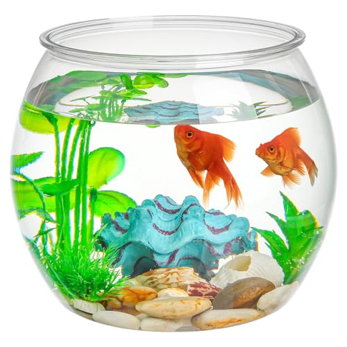 Balacoo Transparente Fischschale: Kunststoffvase, Schüssel, rund, Aquarium, Terrarium, Fischschale, Hydrokultur-Pflanzenhalter, Blumenvase, Aquarium, Vase, Topf, Tischpflanzen-Terrarium von balacoo