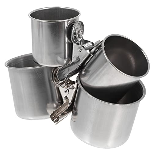 Balacoo Vogel Fütterung Dish Cups Edelstahl Hängende Papagei- Feeder Papagei- Wasserschüsseln Kleintierkäfig Lebensmittel- Cup- Supplies für Kleine Tierpapageikaser 2Pcs von balacoo