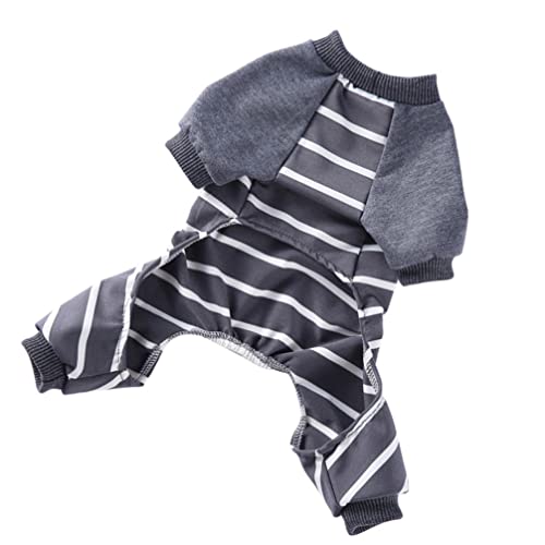 Balacoo Weiche Hund Pyjamas Doggie Mantel: Gestreifte Haustier Hund Outfits Welpen Onesie Choats Jacke Hoodie für Welpenhunde Katze Grau Xs von balacoo