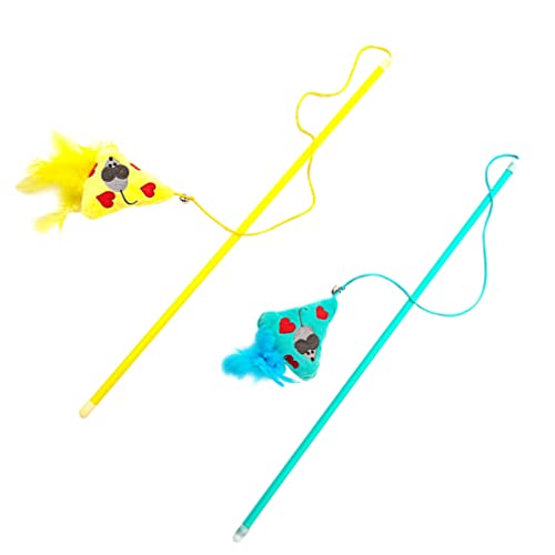 Kätzchen Katze Spielzeug Feder Zauberstab: 2 Stücke Katze Teaser Interactive Toys Pet Playthings Für Cat Activity Accessoire von balacoo