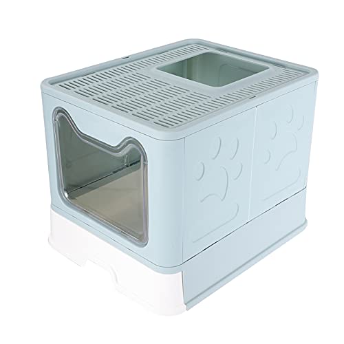 Large Foldable Cat Litter Box Pan with Lid Pet Cat Litter Pan Kitten Training Potty Litter Pan Foldable Top Entrance Cat Litter Box with Lid von balacoo