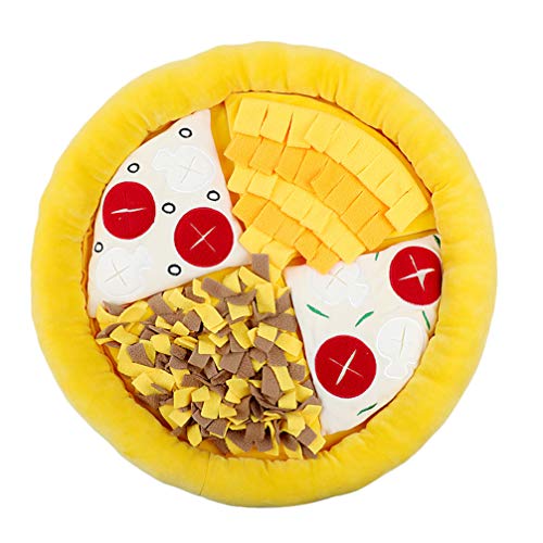 Pizza Schnappmatte für Hunde Fütterung Matte Fütterung Game Hund Treat Bowl Puzzle Decke Interactive Hundespielzeug Futtering Fähigkeiten Gelb von balacoo