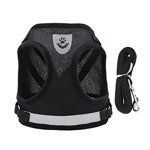 balacoo 1 Set Hundegurt mit Einziehbarer Leine Weiche Mesh- Welpen Weste Reflektierende Einstellbare Haustiergurte Katze Gehenjacke für Kleine Mittelgroße Hundeschwarzm von balacoo