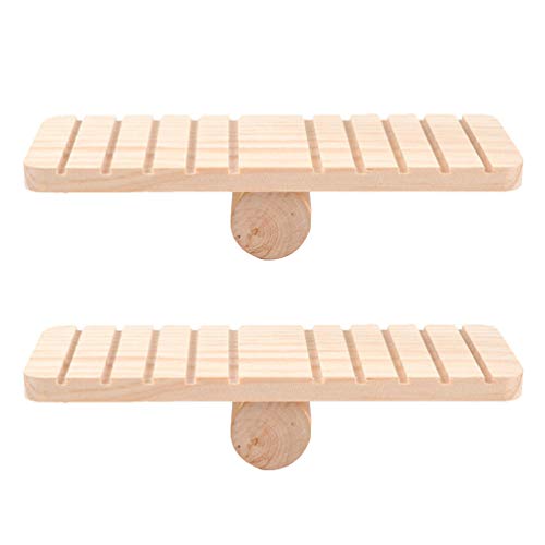 balacoo 2Pcs Hamster Wippe Spielzeug Holz Wippe Plattform Kleine Tier Spielen Sprungbrett Gerbil Eichhörnchen Übung Spielen Spielzeug Zähne Kauen Spielzeug Für Hamster Hideout Käfig von balacoo