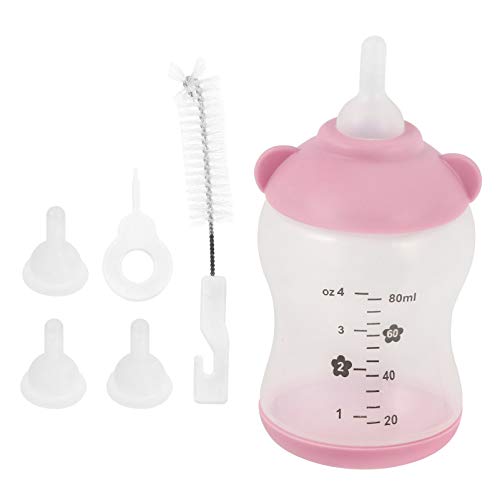 balacoo 6-teiliges Haustier-Flaschen-Set für kleine Haustiere, Krankenschwesterflasche, Kätzchen, Stillflasche, Wassermilch-Futterspender für neugeborene Kätzchen, Welpen, kleine Tiere, Rosa von balacoo