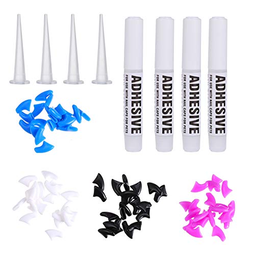 balacoo 80Pcs Katze Nagel Caps Pet Katze Pfoten Pflege Nail Claws Caps Covers Hund Nagel Tipps Abdeckung mit Klebstoff Klebstoffe für Stoppt Baumstümpfe Und Kratzer M von balacoo