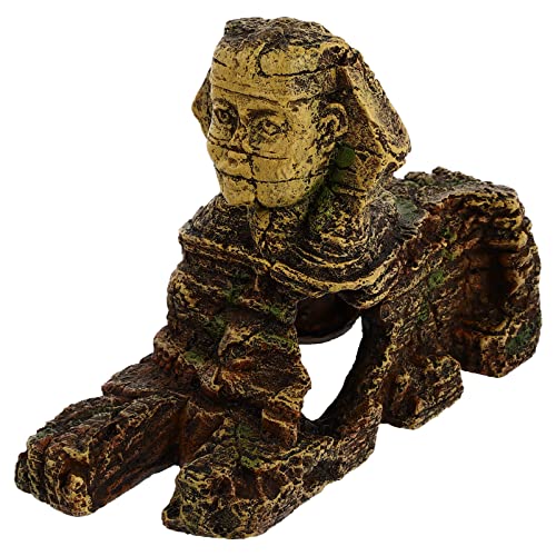 balacoo Aquarium Sphinx Statue Ägyptischer Stil Sphinx Figur Statue Sphinx Versteck Höhle Dekorationen Kleine Reptilien Aquarium Retro Regenwald Landschaft von balacoo