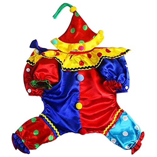 Balacoo Clown-Kostüm für Hunde, mit Hut, Zirkus-Kostüm, Weihnachten, Hundebekleidung, Halloween, Karneval, Party, Verkleidung für Hunde, Welpen, Winterkleidung, Krippenkostüme (Größe L) von balacoo