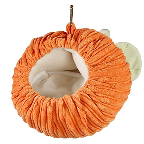 balacoo Hamsterkäfig Hängematte Warm Winter Kürbis Form Flanell Meerschweinchen Hängender Käfig Igel Nest Weiches Bett für Halloween Kleine Haustier Tiere (Orange) von balacoo