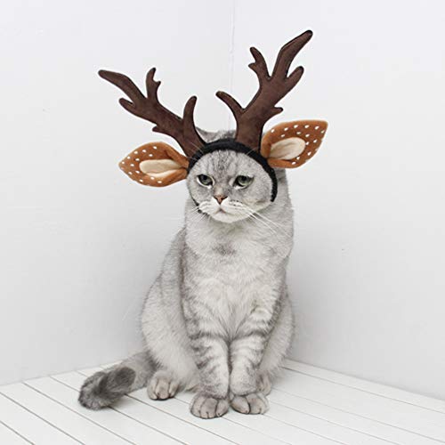 Balacoo Hund geweih kostüm-Hund elch geweih Rentier Hut Kappe Katze weihnachtskostüm Outfits Katze Kopfbedeckung klein groß Hund Hut Kopfbedeckung haarpflege zubehör-klein von balacoo