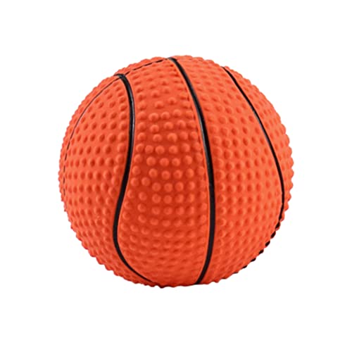 balacoo Kreatives Hunde-Kauspielzeug Ball Klassischer Gummi Basketball Hund Molar Quietschspielzeug Interaktives Sound Welpenspielzeug für Welpen und mittelgroße Hunde Katzen Orange S von balacoo