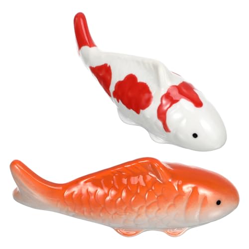 balacoo Künstliche Aquarienfische, schwimmende Koi-Fische aus Keramik für Teich, Aquarium, Fischschale, Garten, Innen- oder Außendekoration, 2 Stück von balacoo